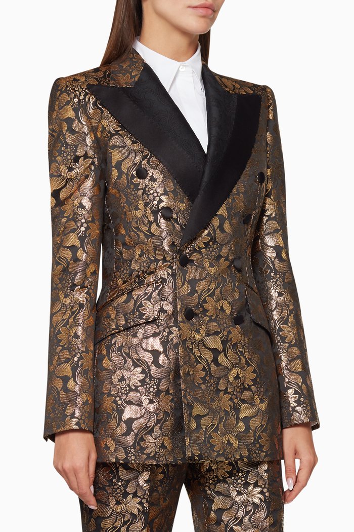 

Turlington Floral Jacquard Lamé Jacket, Gold