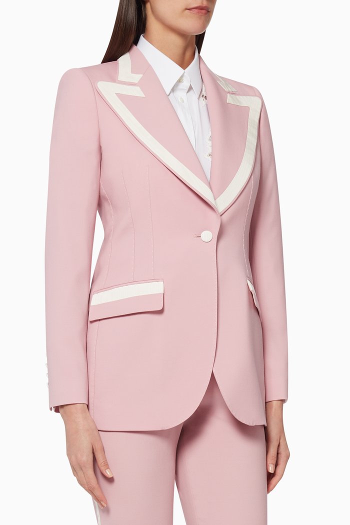 

Stretch Wool-Blend Blazer, Pink