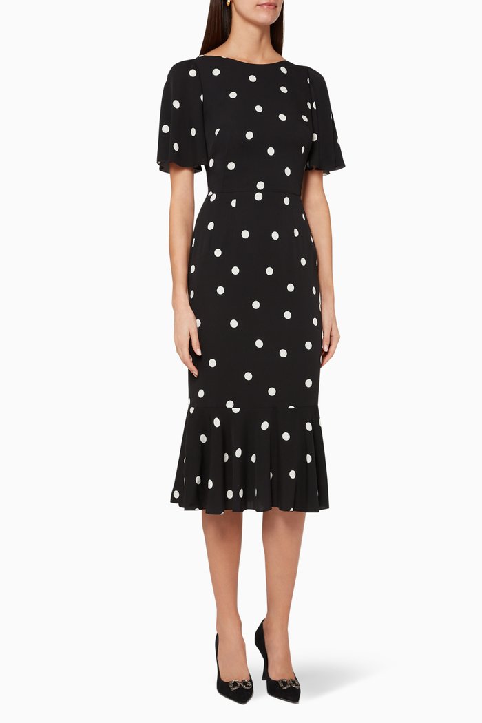 

Polka Dot Silk Dress, Black