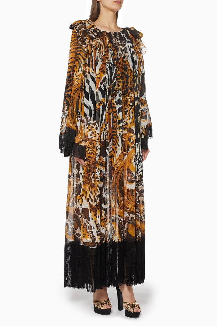 

Animal Print Georgette Kaftan, Brown