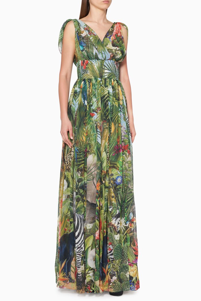 

Jungle Forest Silk Gown, Green