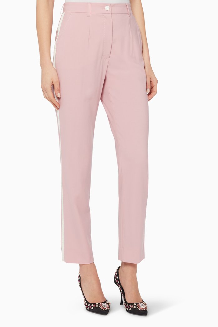 

Wool-Blend Straight-Leg Pants, Pink