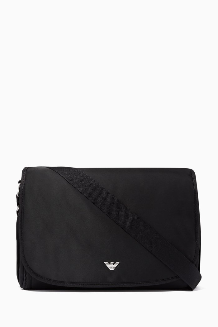 Logo Nylon Changing Bag, Black