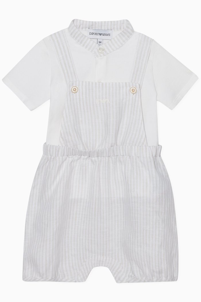 

Jersey T-Shirt & Linen Playsuit Set, White