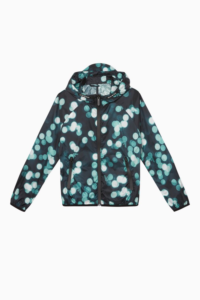 

Printed Zip-Up Windbreaker, Green