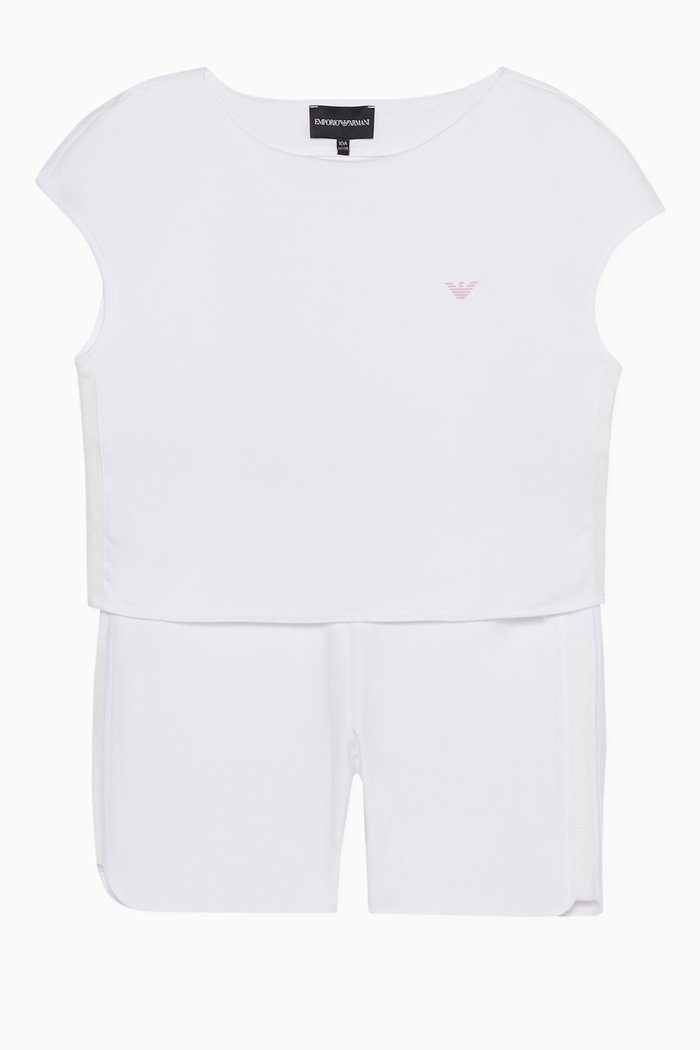 

Logo Print T-Shirt & Shorts Set, White