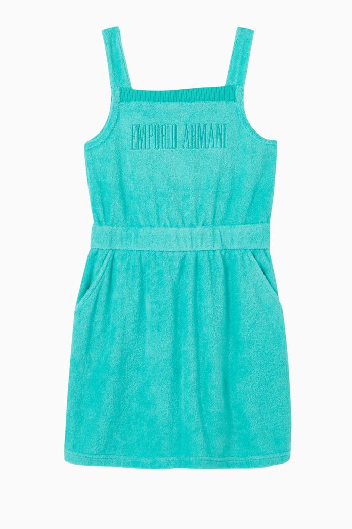 

Embroidered Cotton Terrycloth Dress, Green