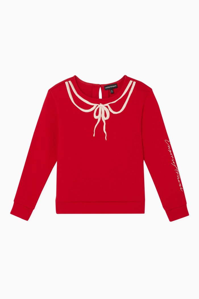 

Embroidered Jersey Sweatshirt, Red