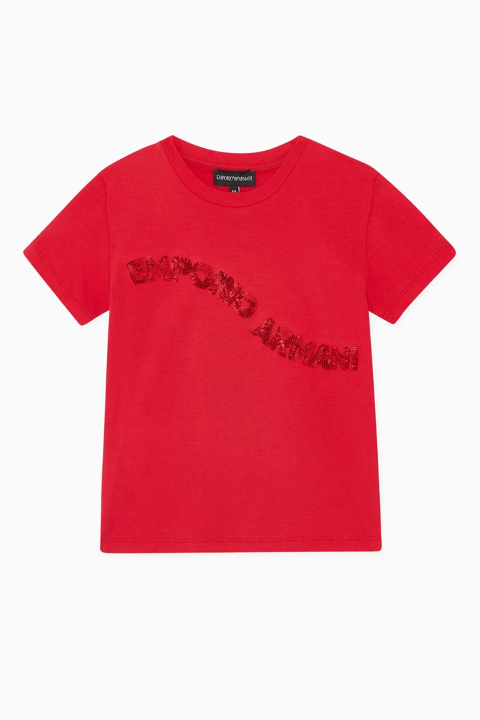 

Sequin Wave Logo T-Shirt, Red