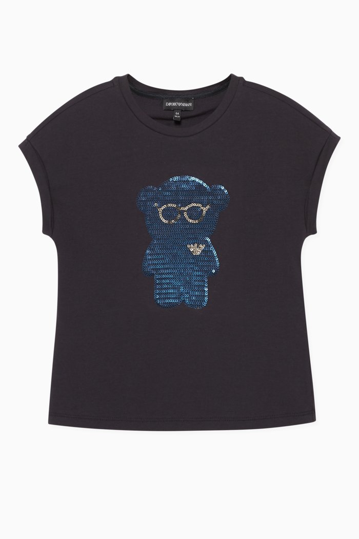 

Sequin Embellished Manga Bear T-Shirt, Blue
