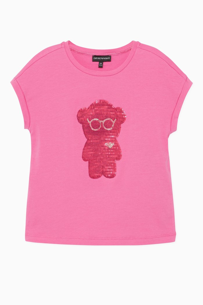 

Sequin Embellished Manga Bear T-Shirt, Pink