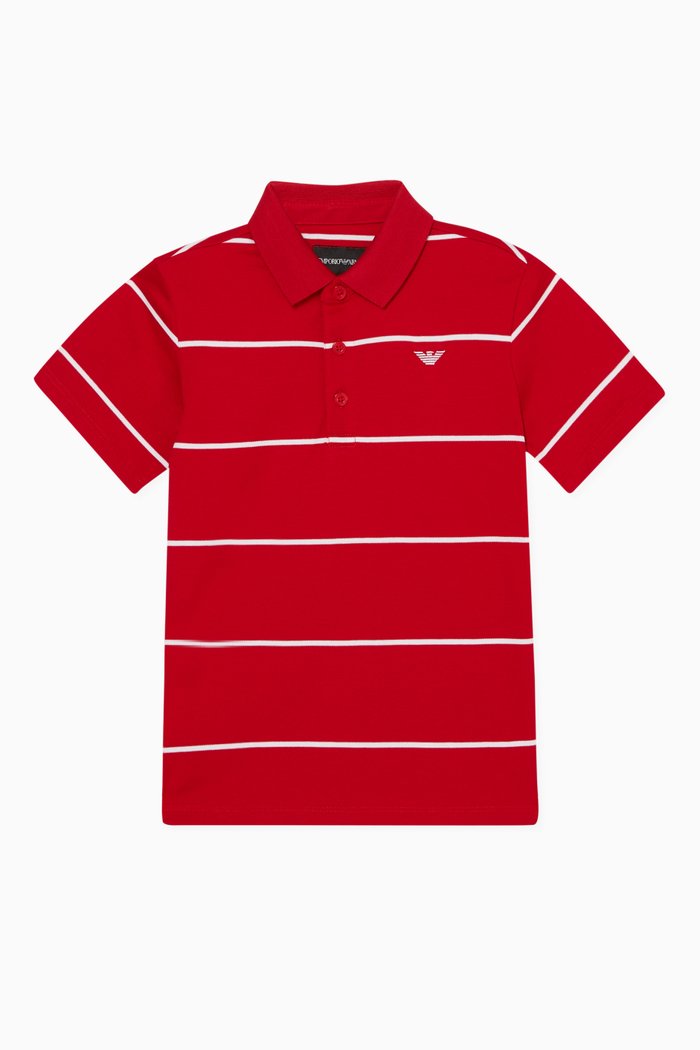 

Striped Jersey Polo Shirt, Red