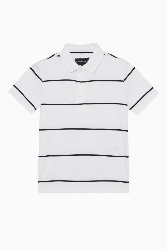 

Striped Jersey Polo Shirt, White