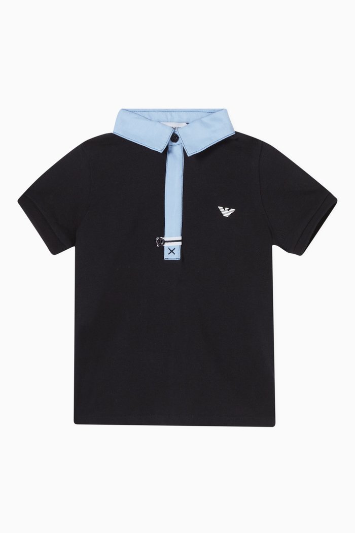 

Eagle Logo Piqué Polo Shirt, Blue