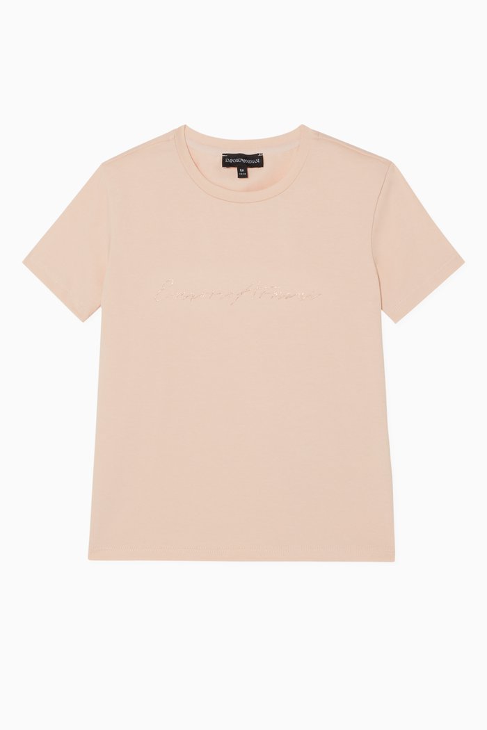 

Metallic Logo Print T-Shirt, Pink