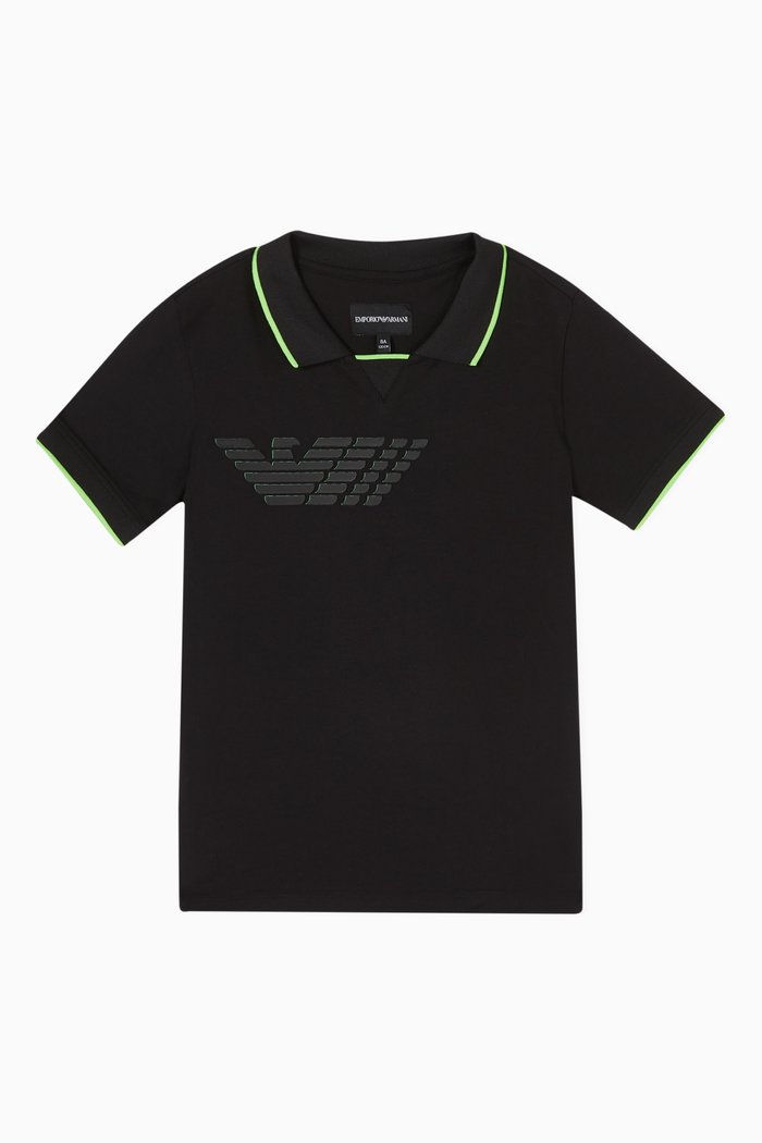 

Eagle Logo Jersey Polo Shirt, Black