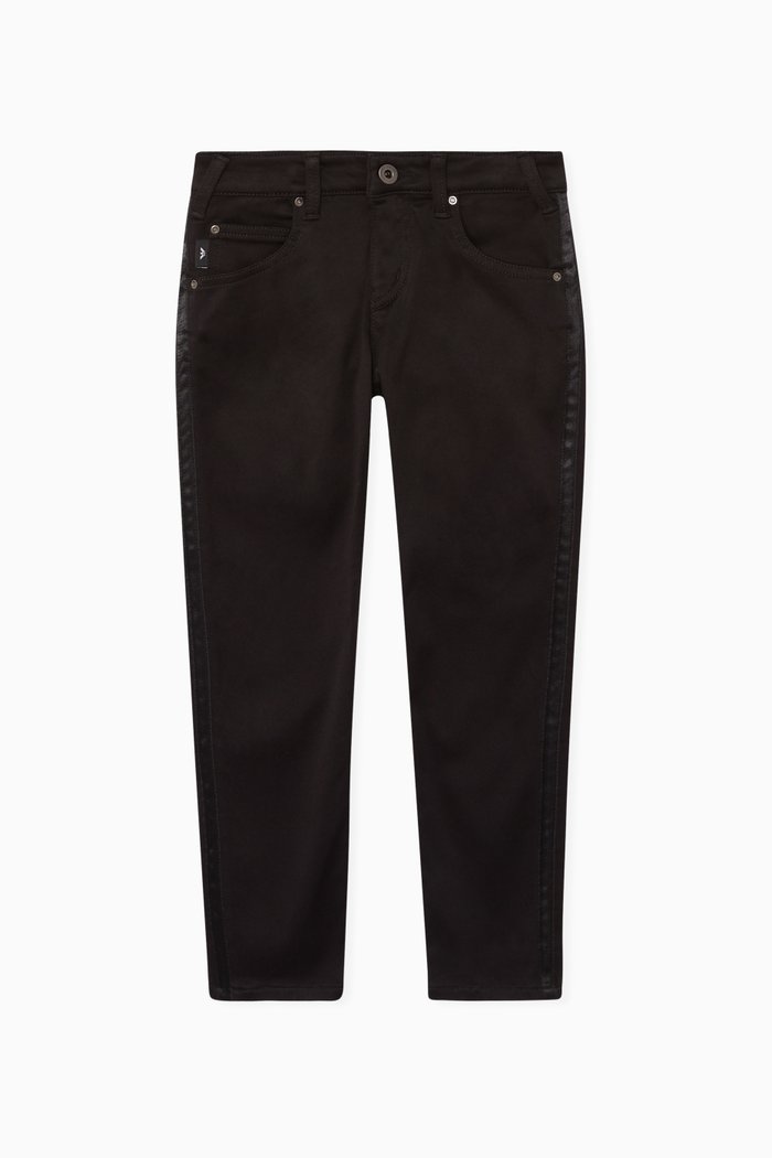 

Satin Trim Jeans, Black