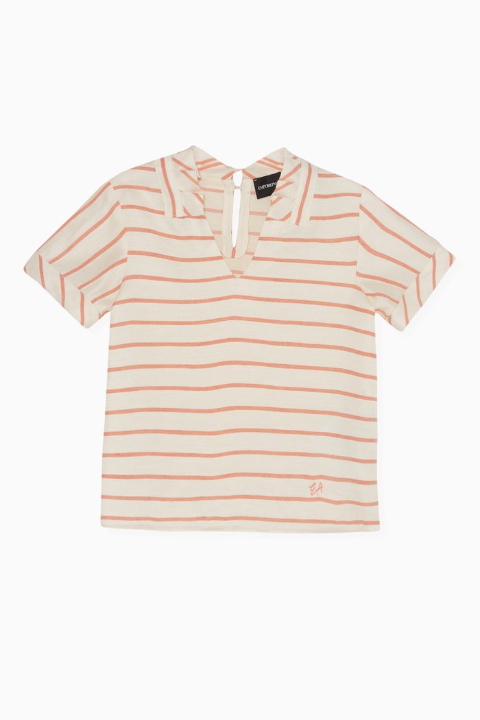 

Striped Linen-Blend Top, Pink