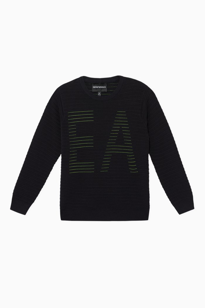 

Macro Logo Knit Sweater, Blue