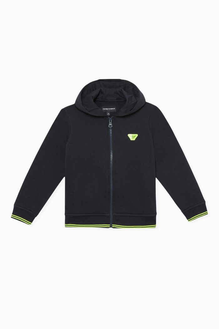 Emoji Logo Zip-Up Hoodie, Blue