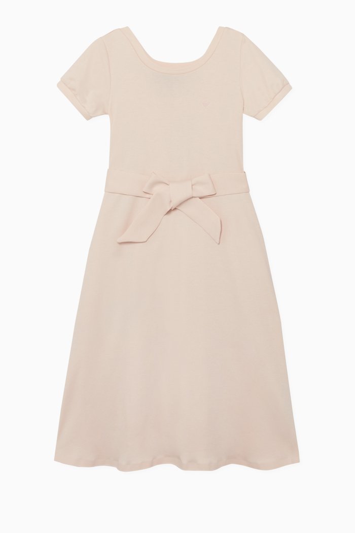 

Satin Back Belted Dress, Pink