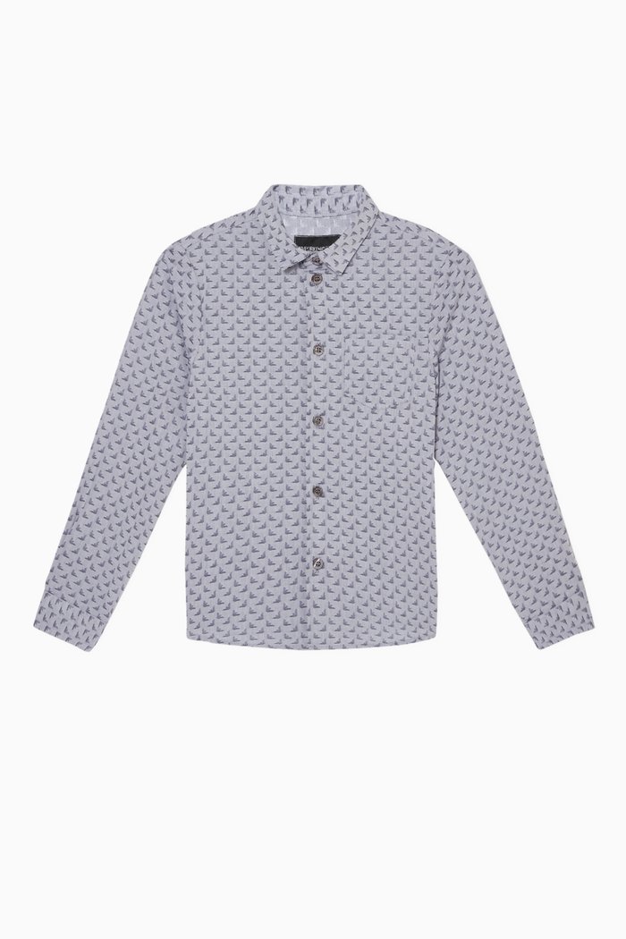 

Micro Logo Cotton Shirt, Blue