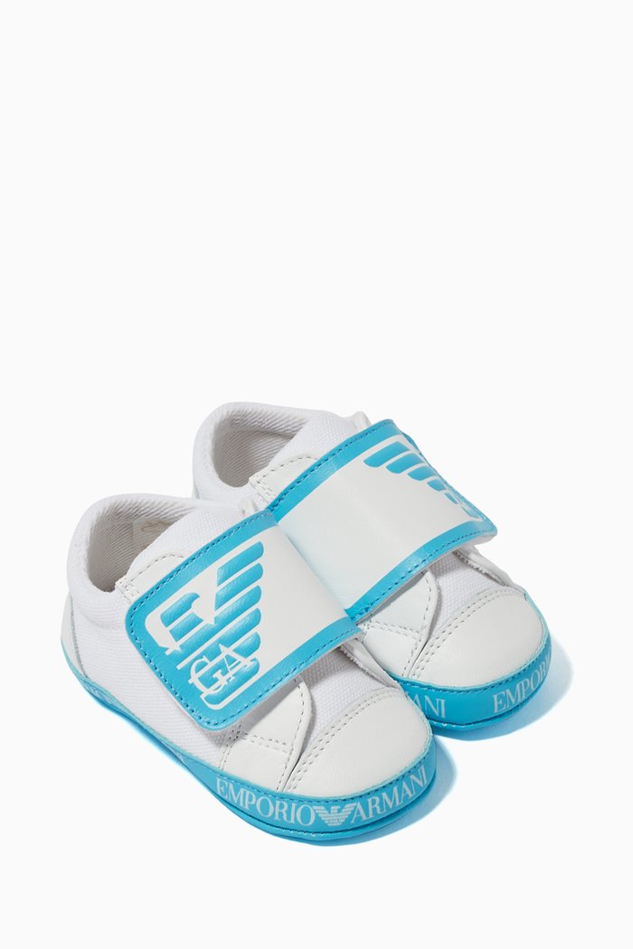 

Logo Print Leather Sneakers, White
