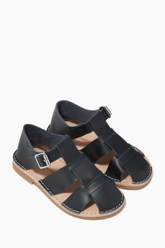 

Crossover Strap Leather Sandals, Blue