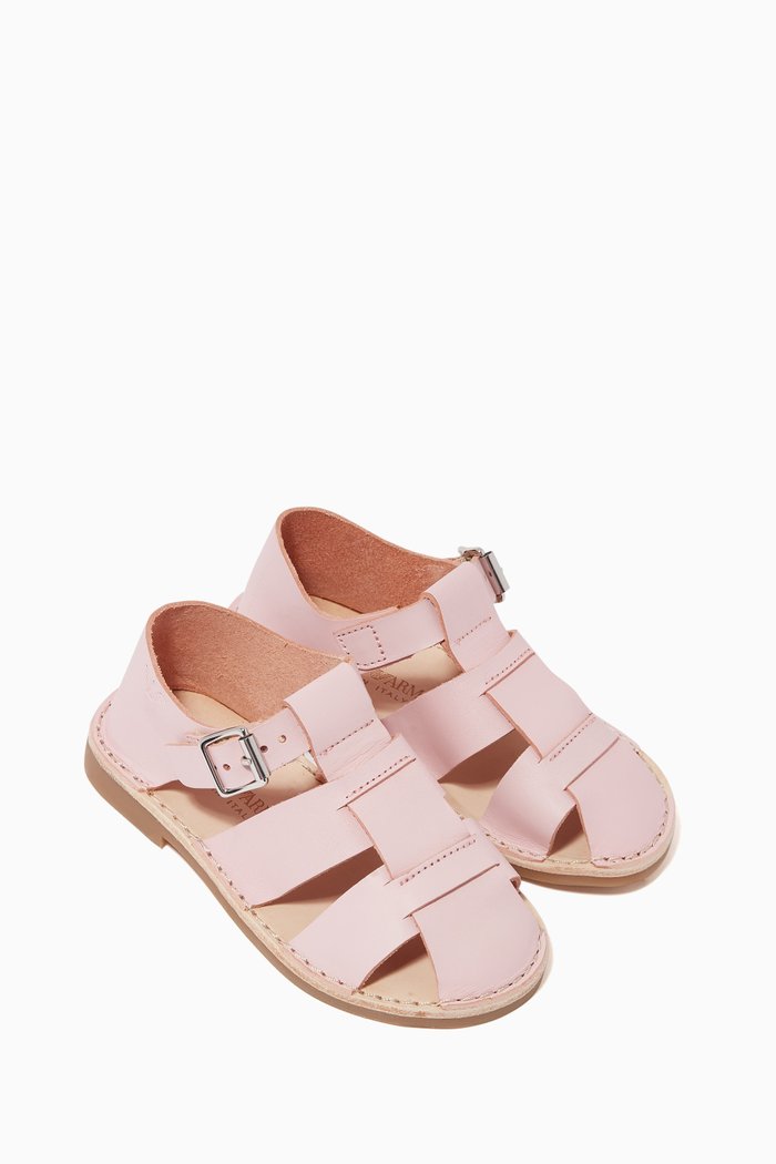 

Crossover Strap Leather Sandals, Pink