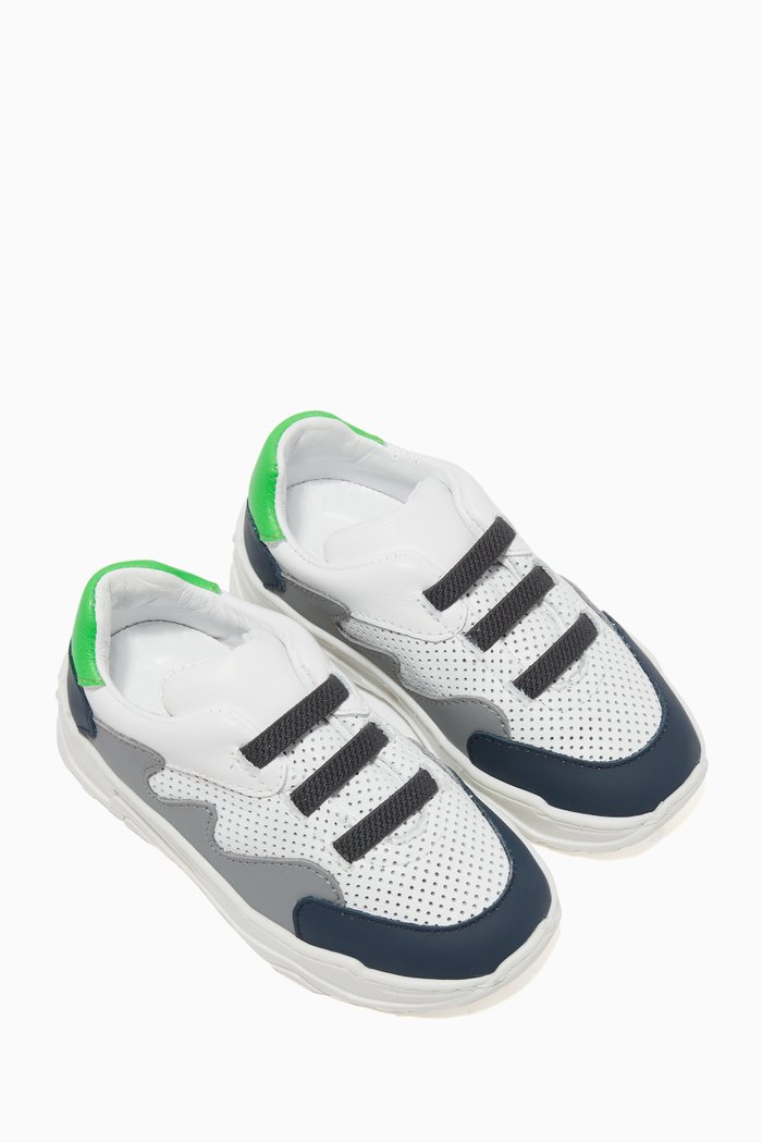 

Chunky Panelled Leather Sneakers, Multicolour