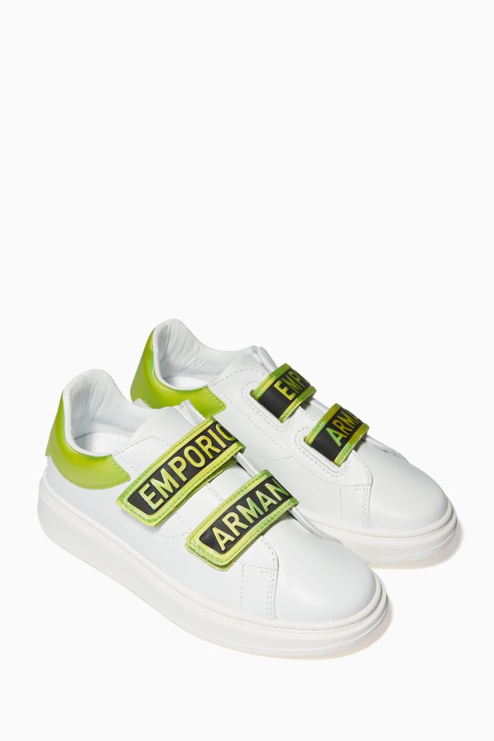 

Logo Strap Leather Sneakers, White