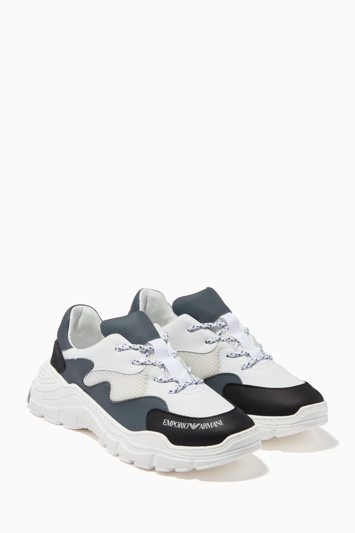 

Panelled Sneakers in Leather, Black