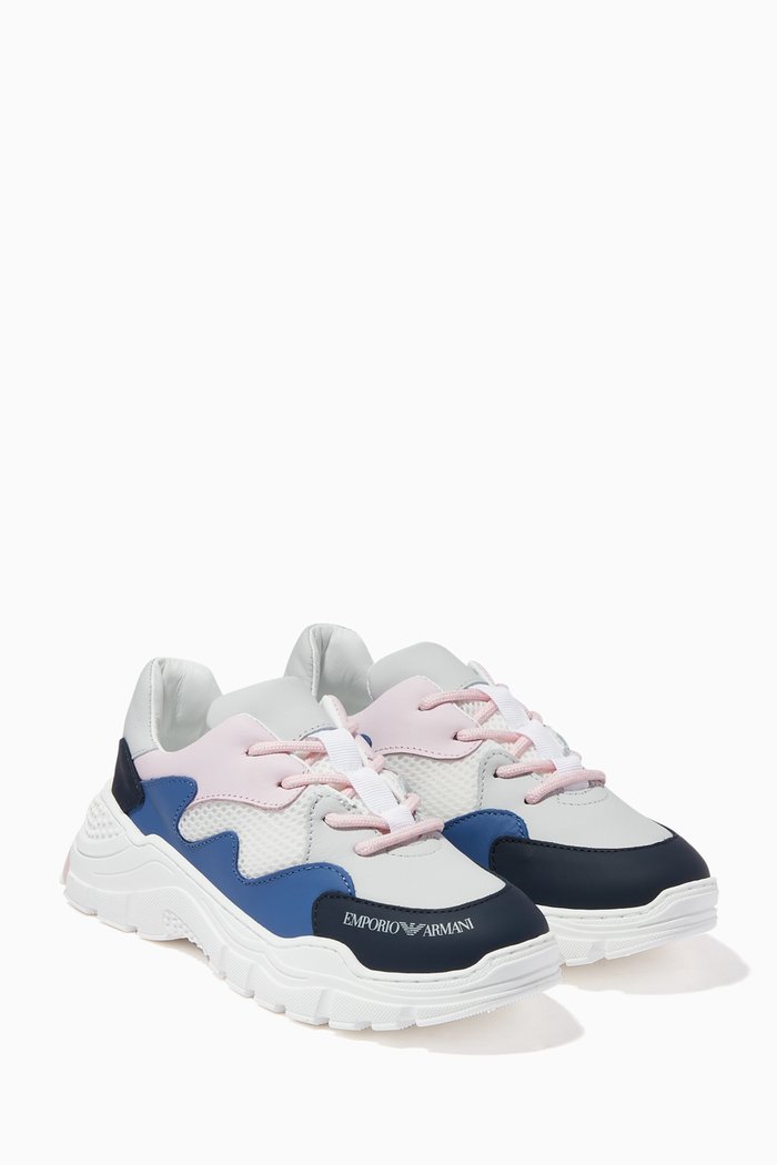 Panelled Leather Sneakers, Pink