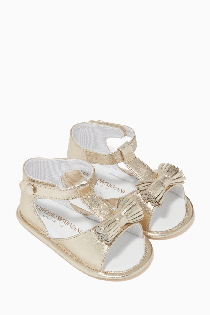 

Tassel Leather Sandals, Gold