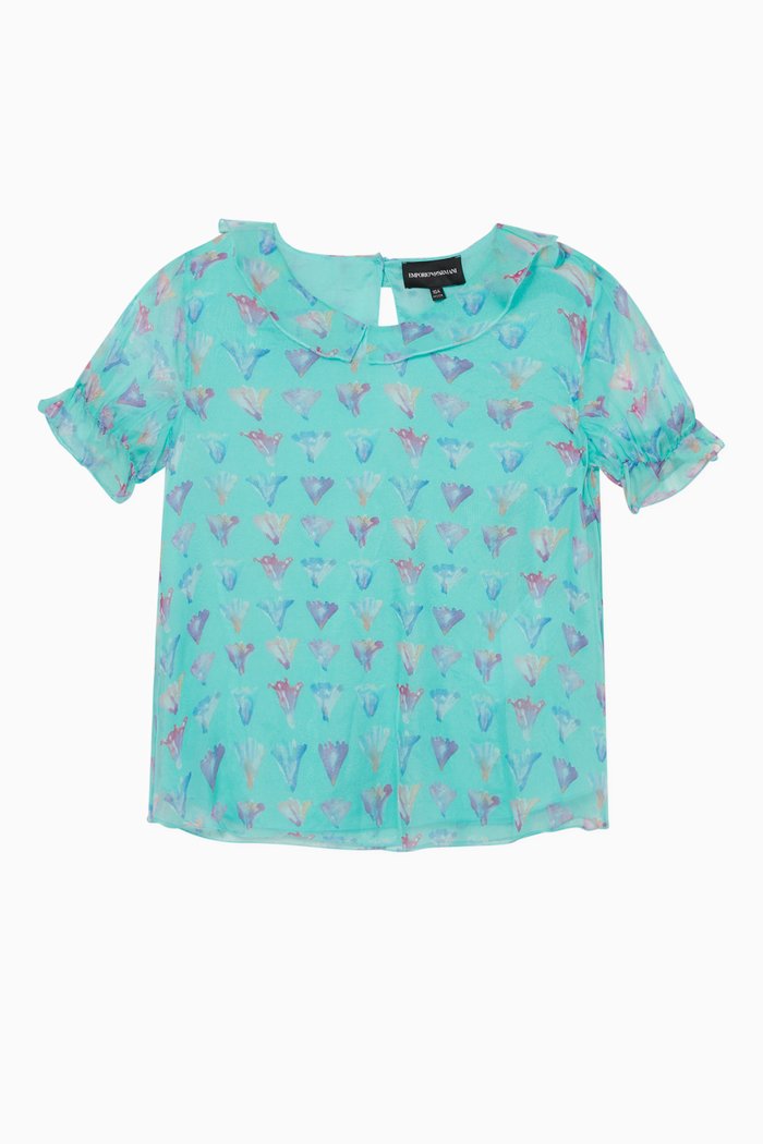 

Watercolour Eagle Silk Chiffon Blouse, Blue