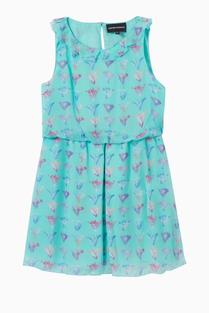 

Floral Print Silk Chiffon Dress, Green
