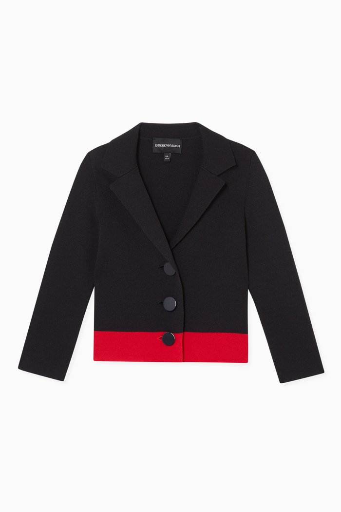 

Colour-Block Knit Blazer, Blue