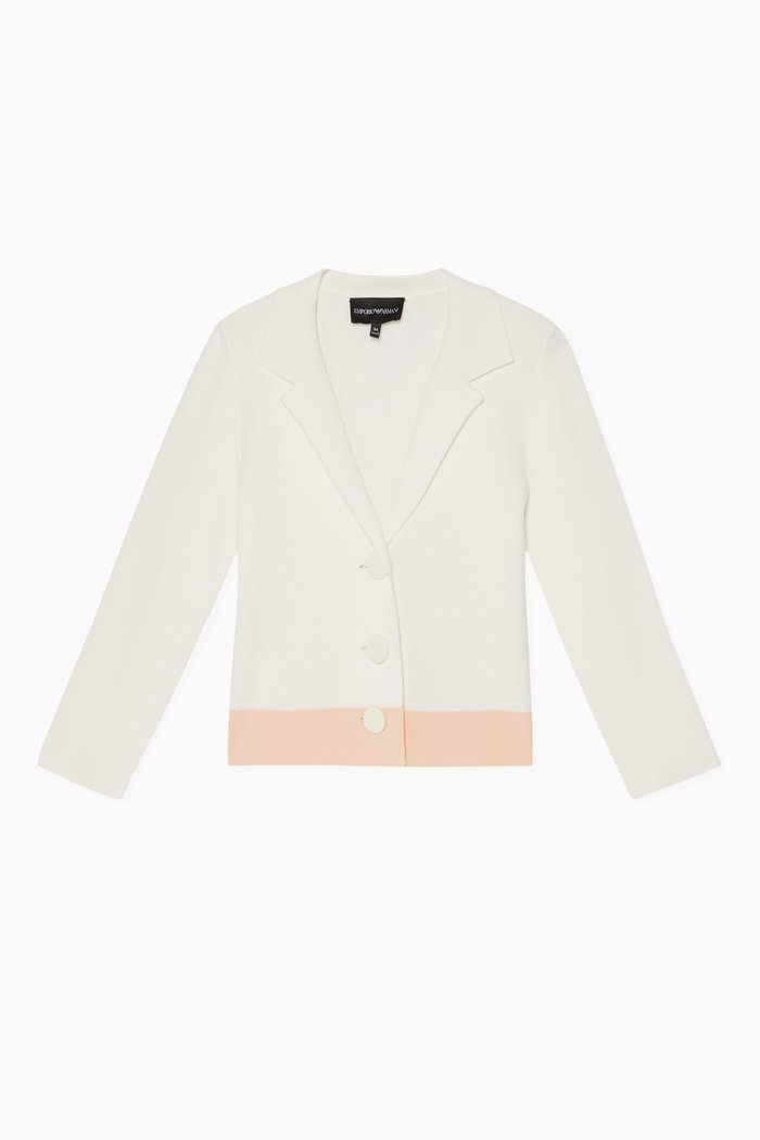 

Colour-Block Knit Blazer, White