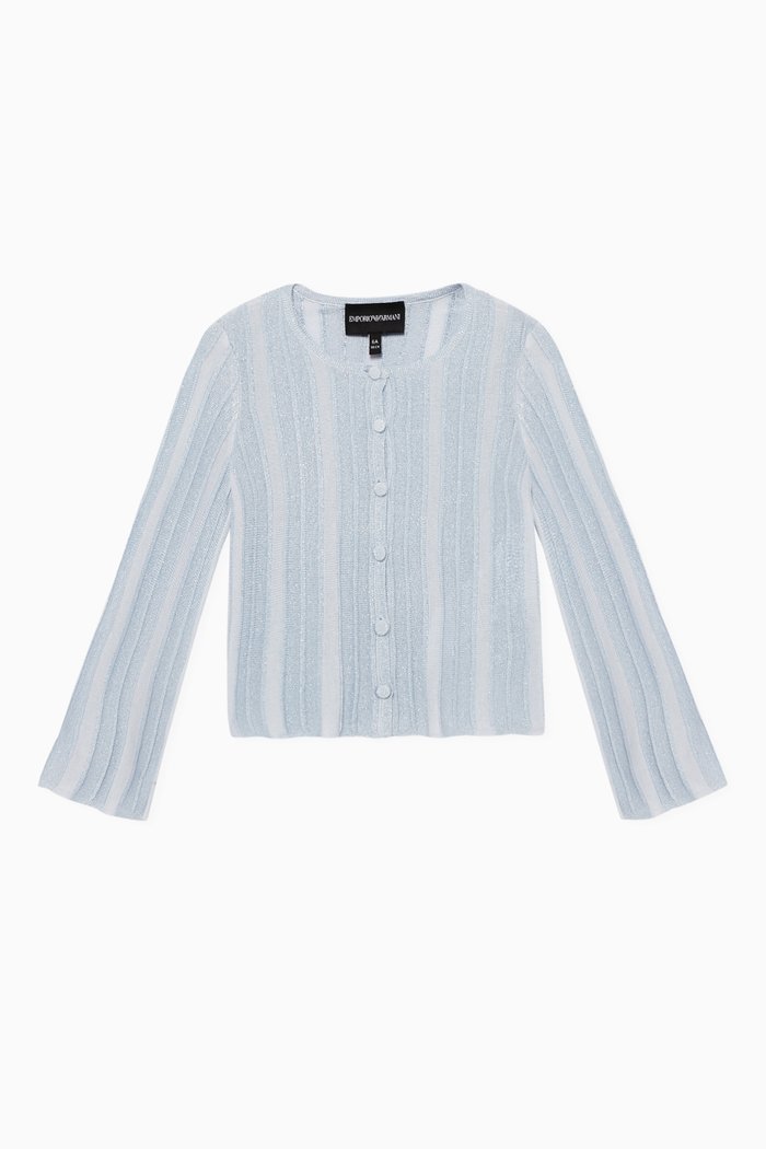 

Striped Lurex Knit Cardigan, Purple