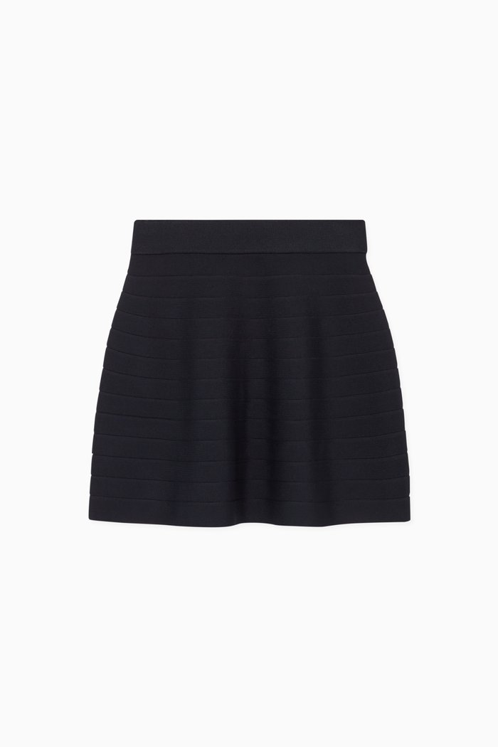 Knitted A-Line Mini Skirt, Blue