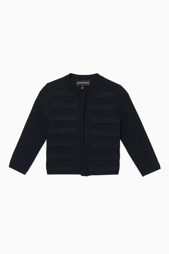 

Rib Knit Cropped Cardigan, Blue