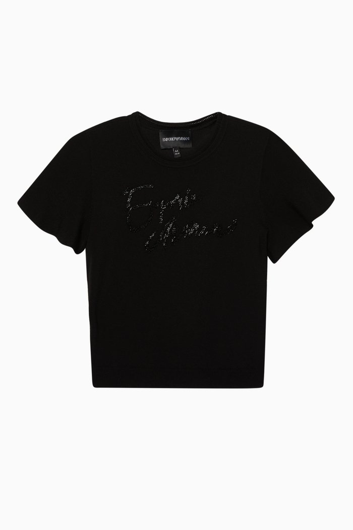 

Sequin Ruffled T-Shirt, Black