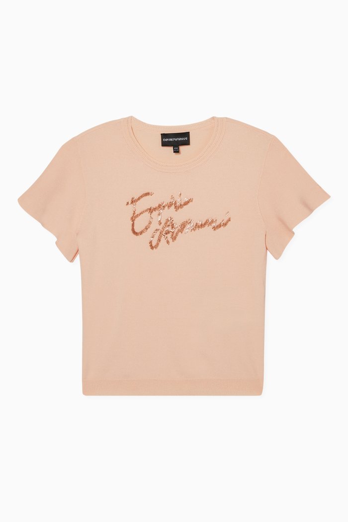 

Sequin Ruffled T-Shirt, Pink