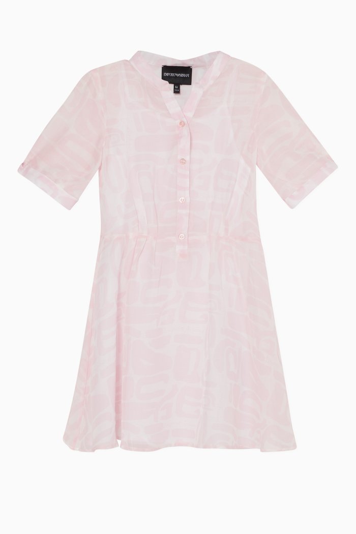 

Logo Print Cotton-Silk Dress, Pink