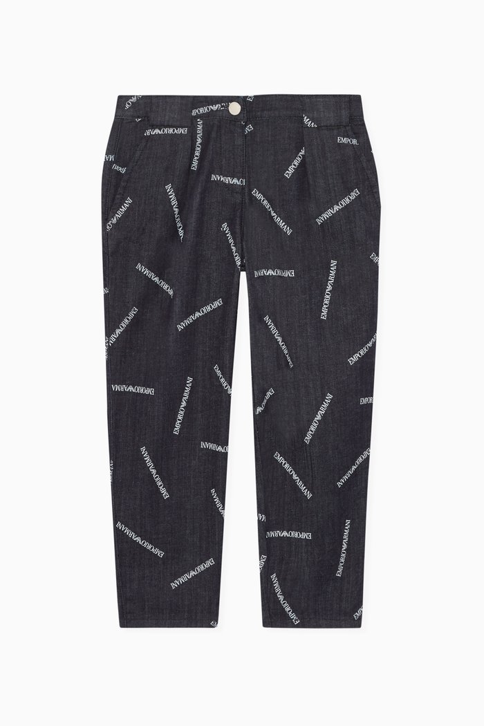 

Logo Print Denim Pants, Blue