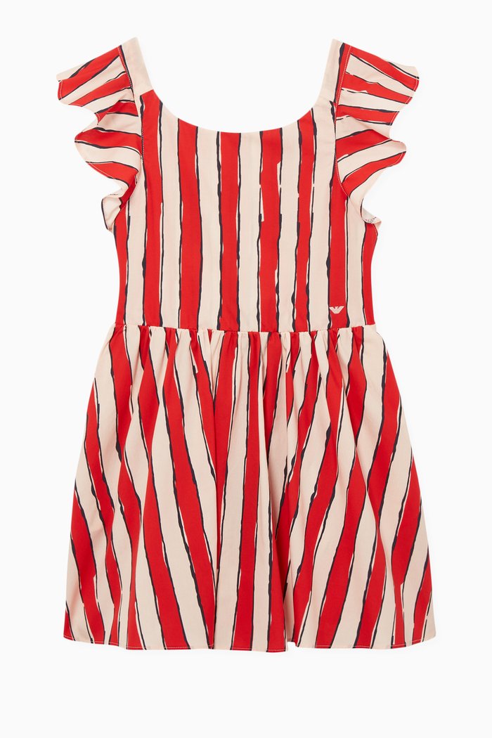 

Striped Cotton Dress, Red