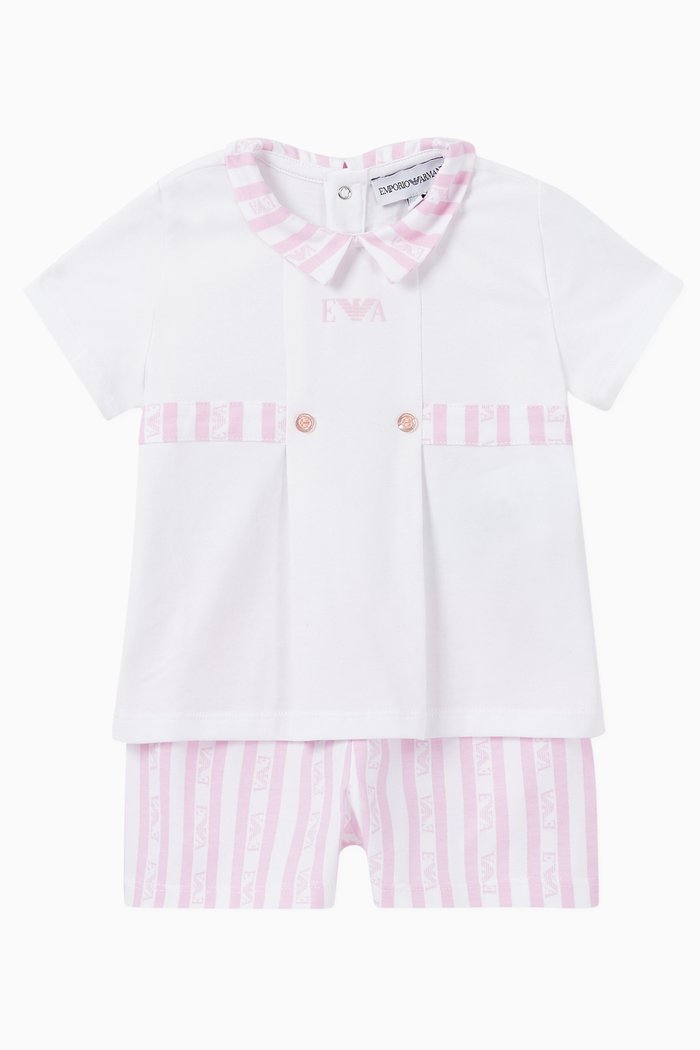 

Stripe Cotton Top & Shorts, Set of 2, Pink