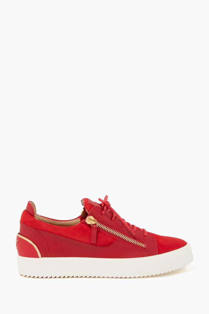 

Frankie Signature Leather & Suede Sneakers, Red