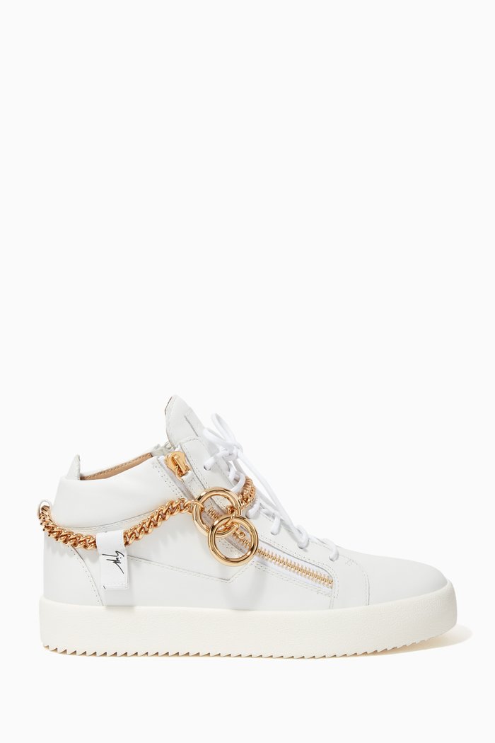 

Chain Leather Sneakers, White