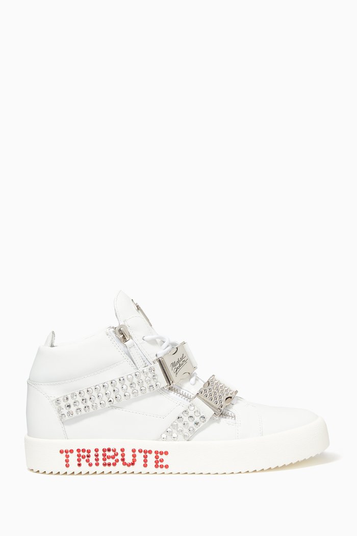 

Michael Jackson Tribute Leather Sneakers, White